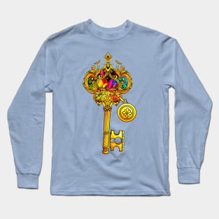 Cute Colorful Golden Key for the Couple Love Lock Long Sleeve T-Shirt